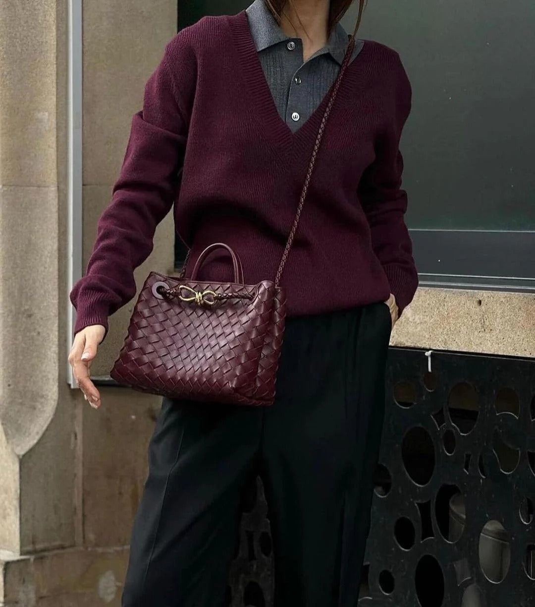 Woven Gold-Knot Tote Bag