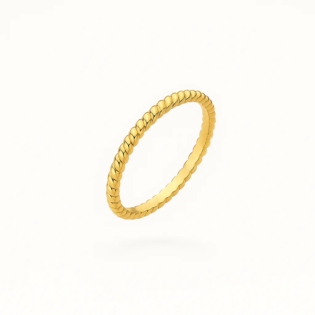 Yellow Gold Beaded Motif Ring
