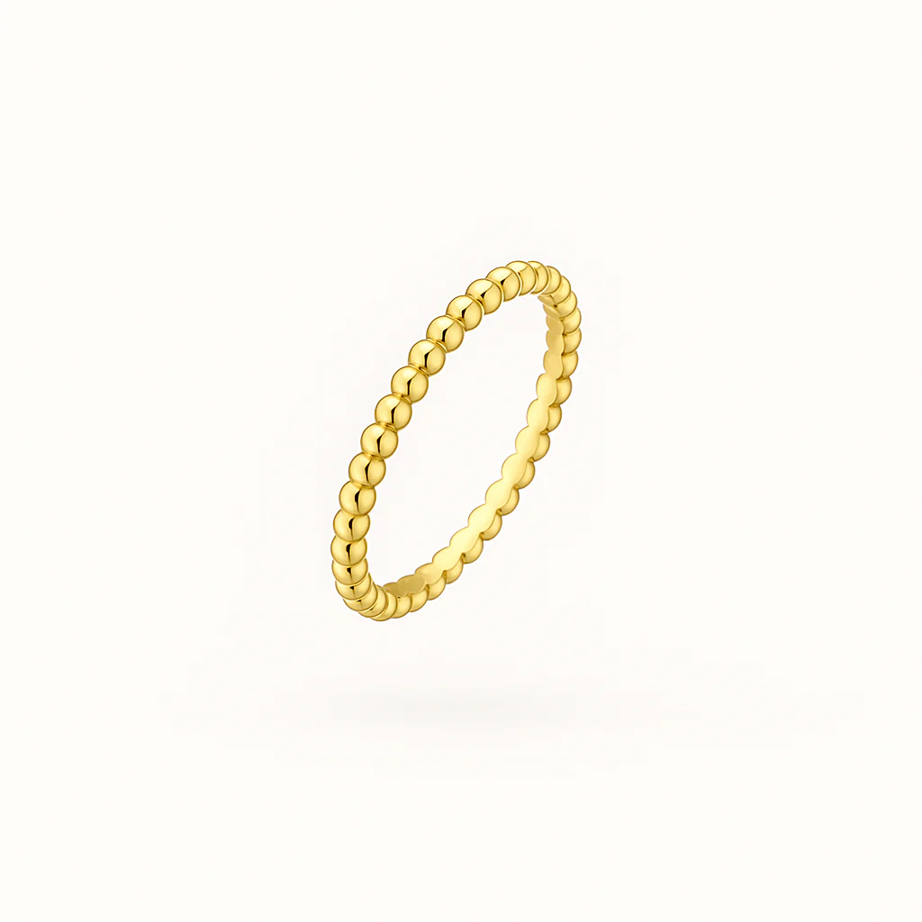 Yellow Gold Beaded Motif Ring