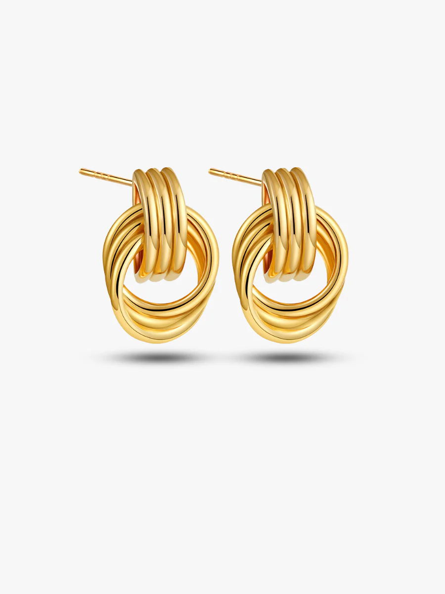 Layered Knot Circle Earrings